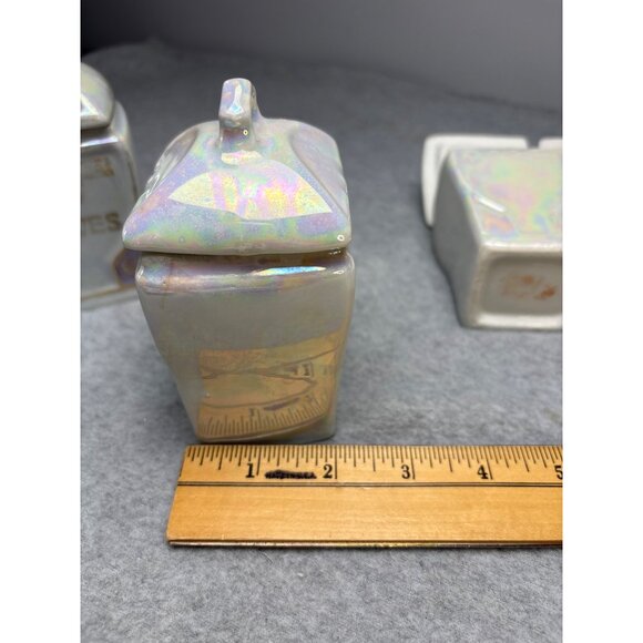 Vintage German Iridescent Porcelain Spice Jar Set 1920s - Picture 14 of 14